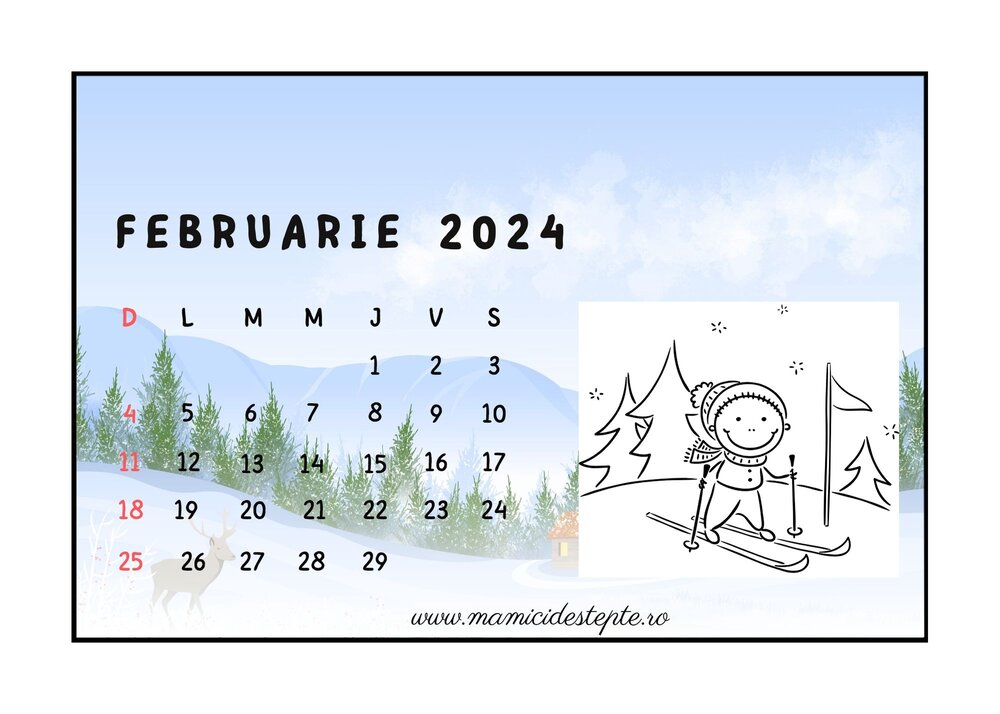 Calendar 2024 de colorat
